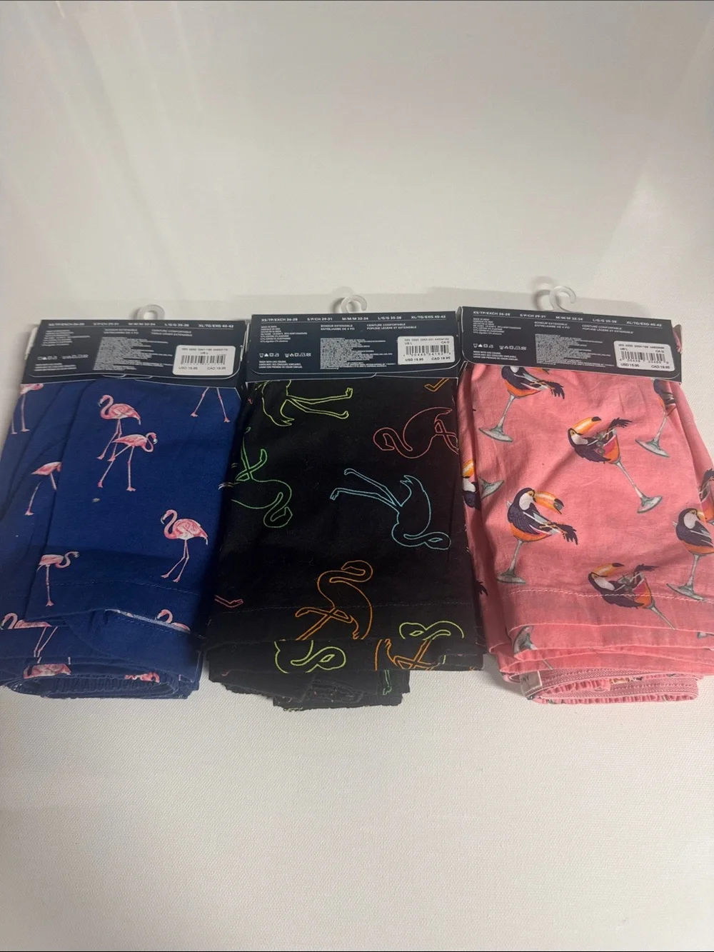 American Eagle Boxers Mens Large 3 Pack Pink Flamingo Toucan